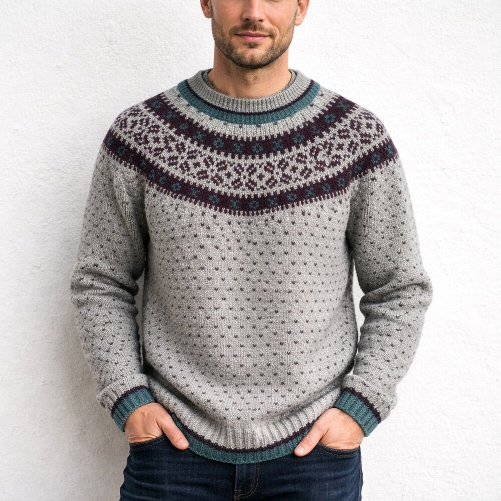 Vintage IZOD 100% Virgin Wool FairIsle Pullover Sweater L